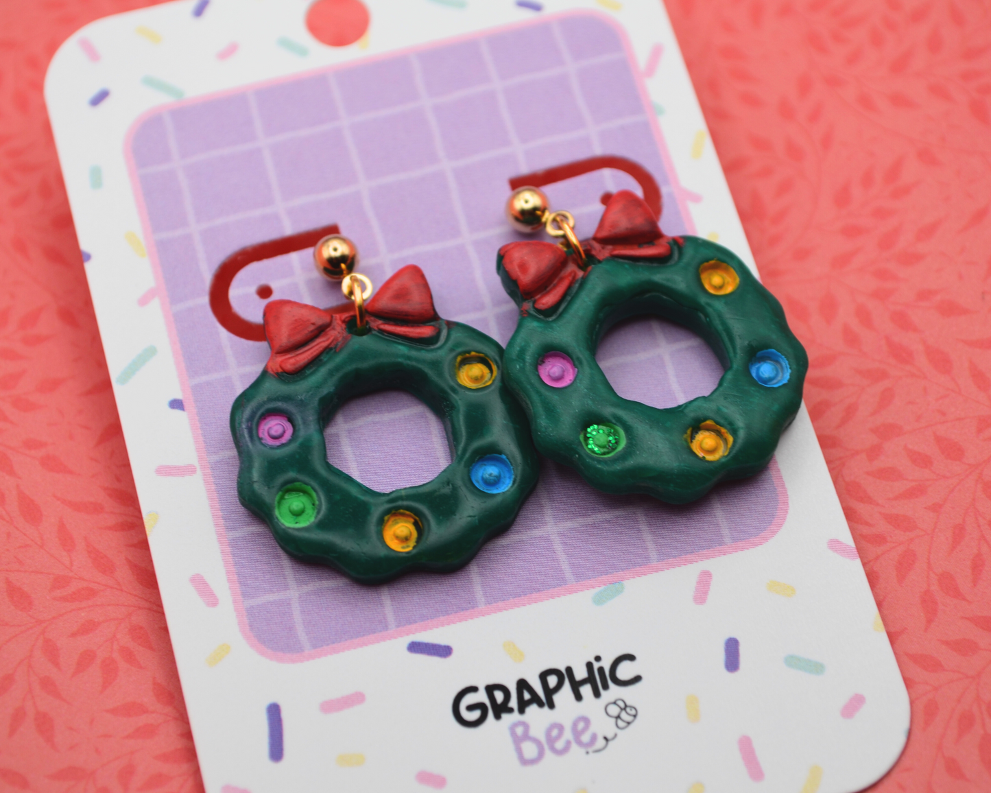 Christmas Wreathe Clay Dangle Earring