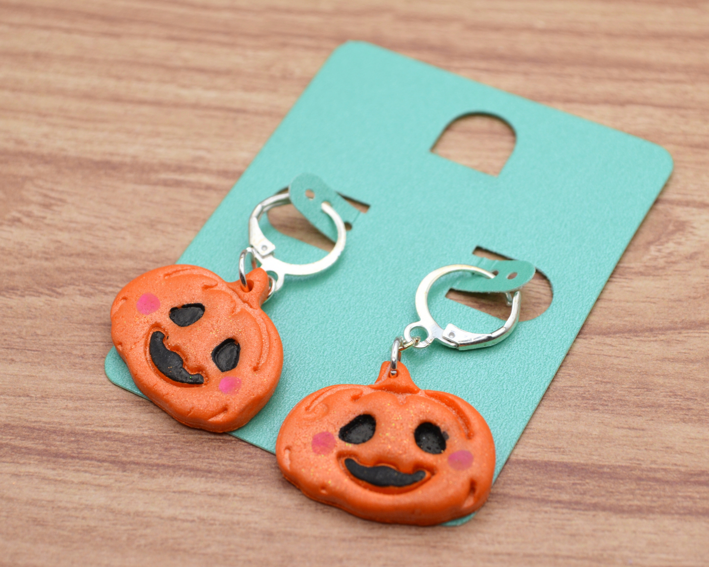 Pumpkin Face Derpy Dangly Clay Earrings