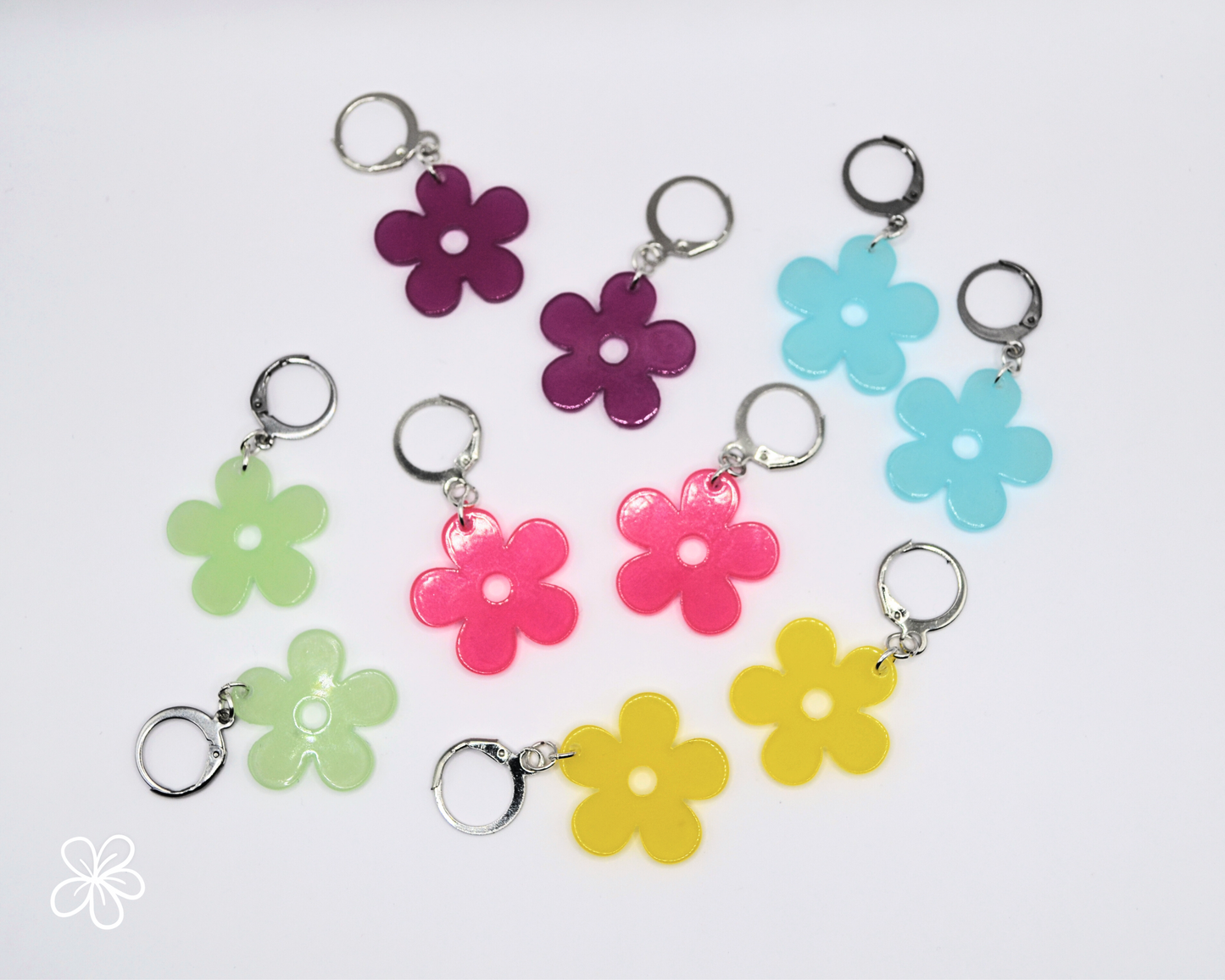 Bright Flower Charm Earrings - Available in many colors