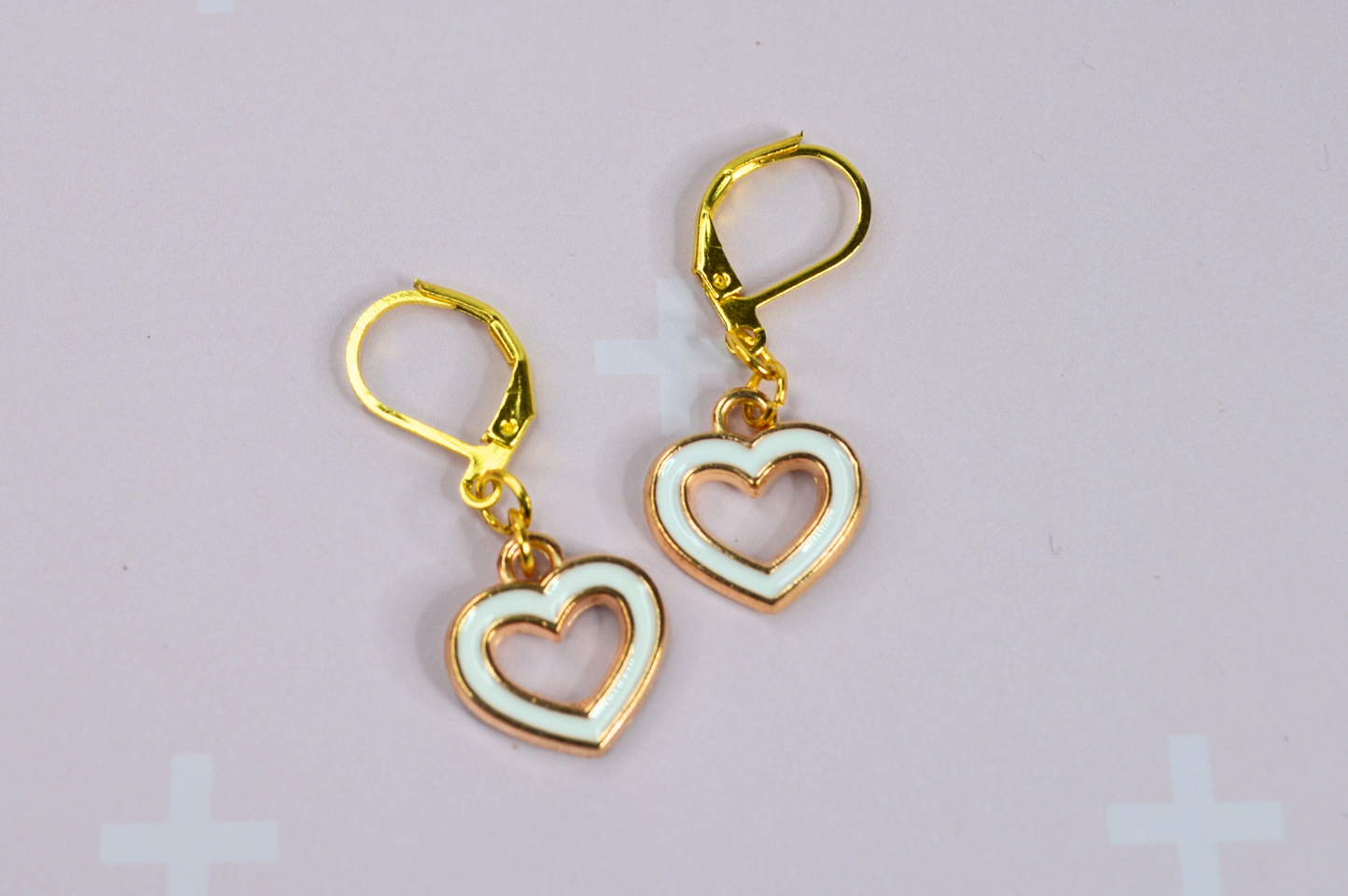 Heart-Shaped Enamel Earrings