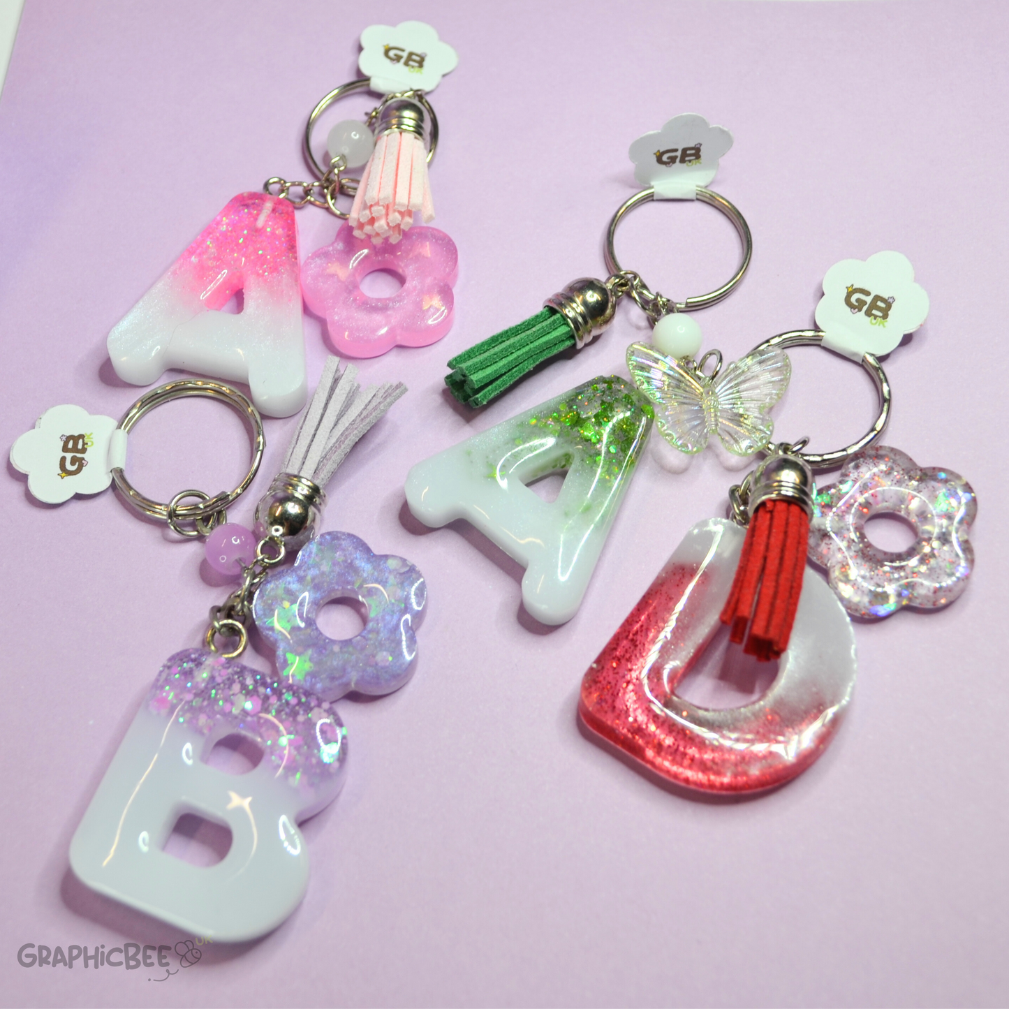 H - Letter Resin Keyring - Various Styles Available