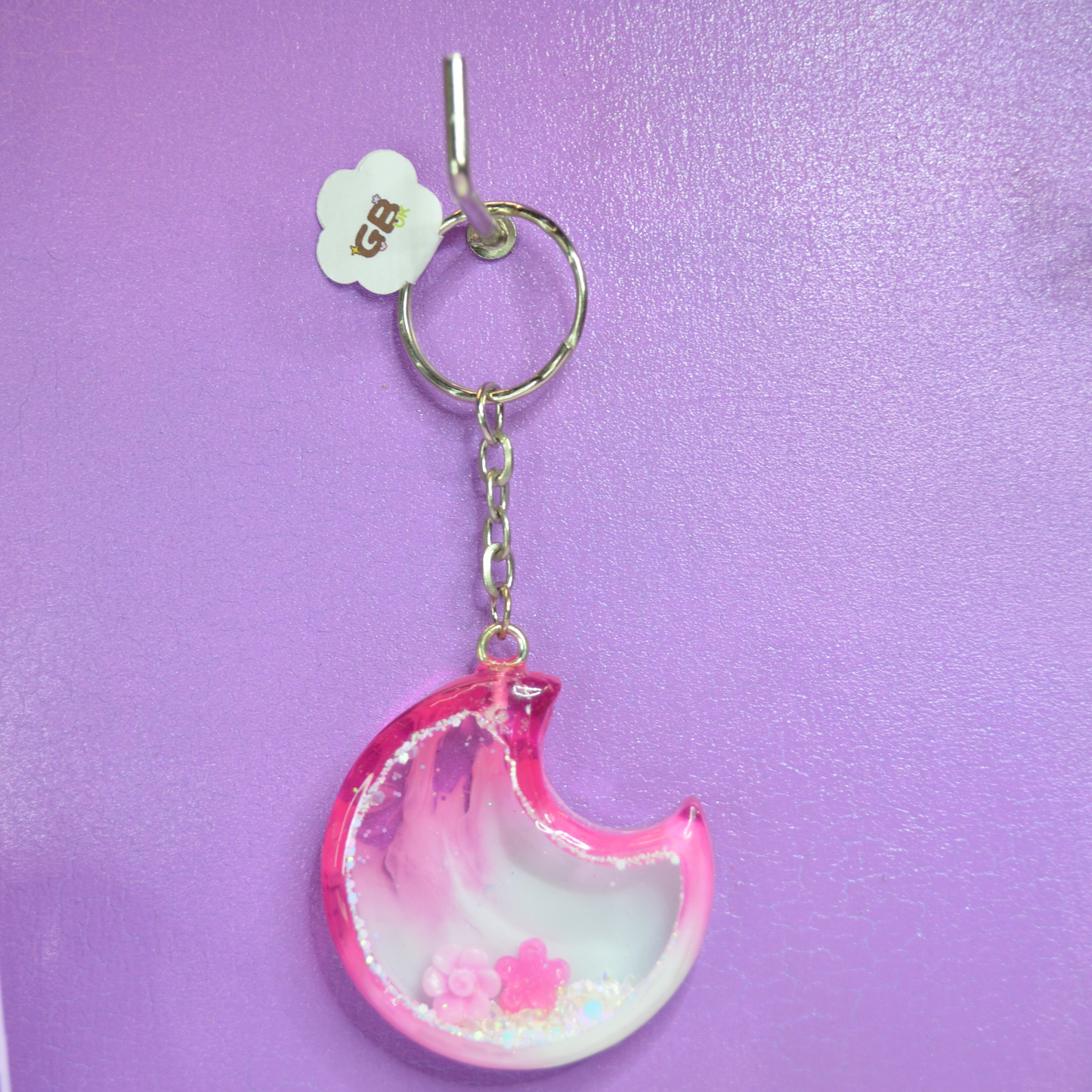 Moon Sensory Shaker Resin Keyring