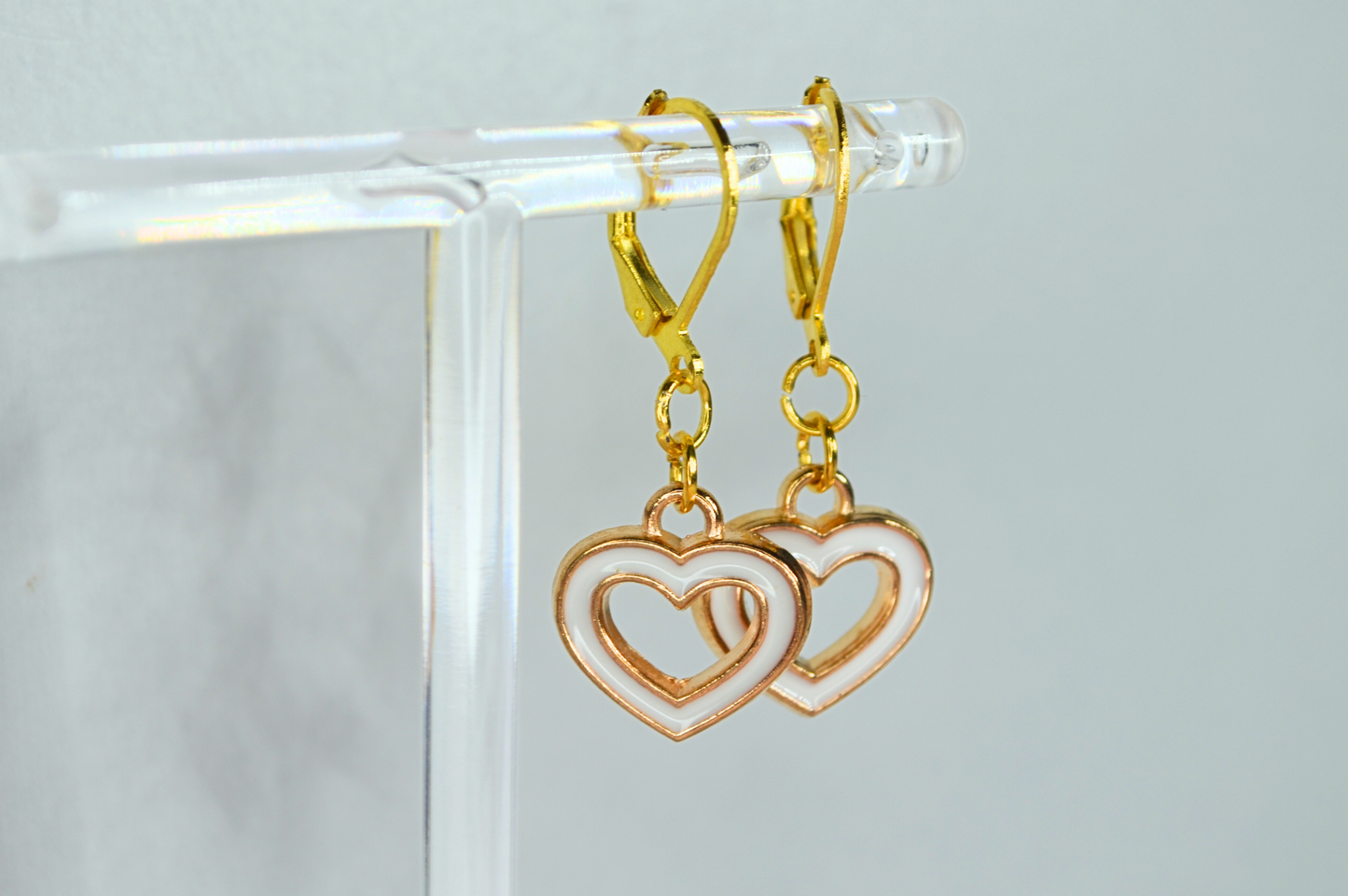 Heart-Shaped Enamel Earrings