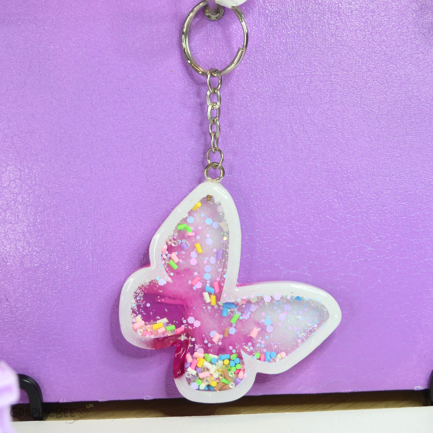 Butterfly Sprinkle Sensory Shaker Resin Keyring
