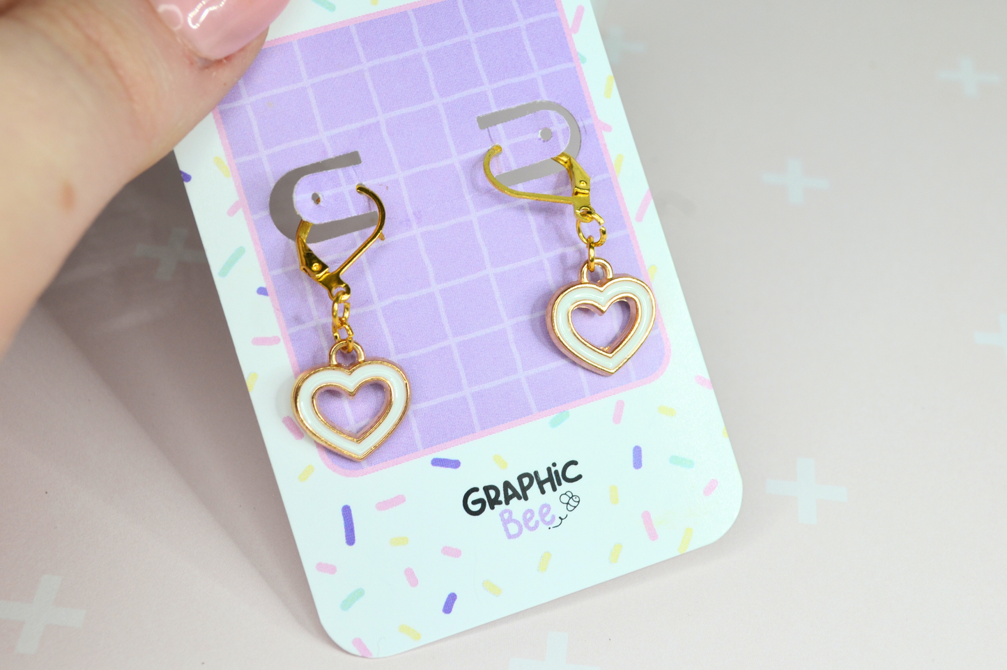 Heart-Shaped Enamel Earrings