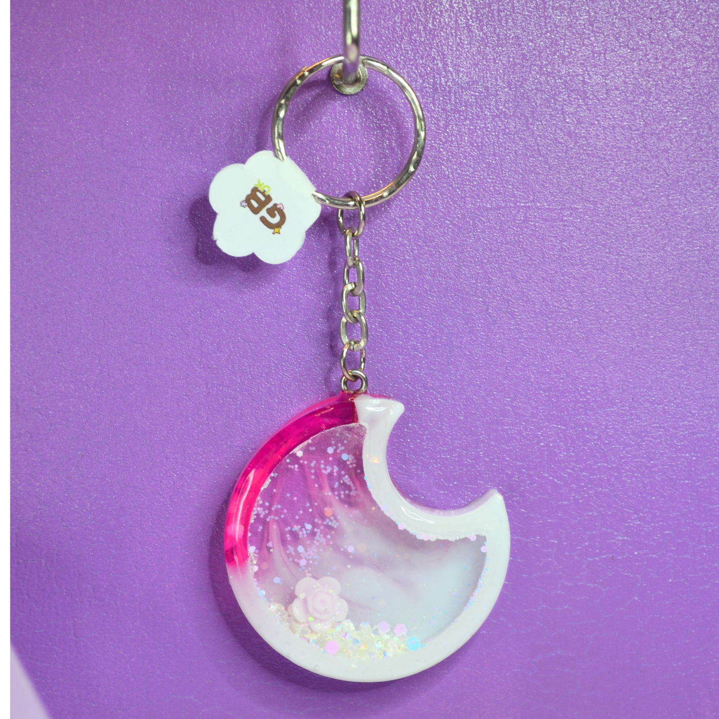 Moon Sensory Shaker Resin Keyring