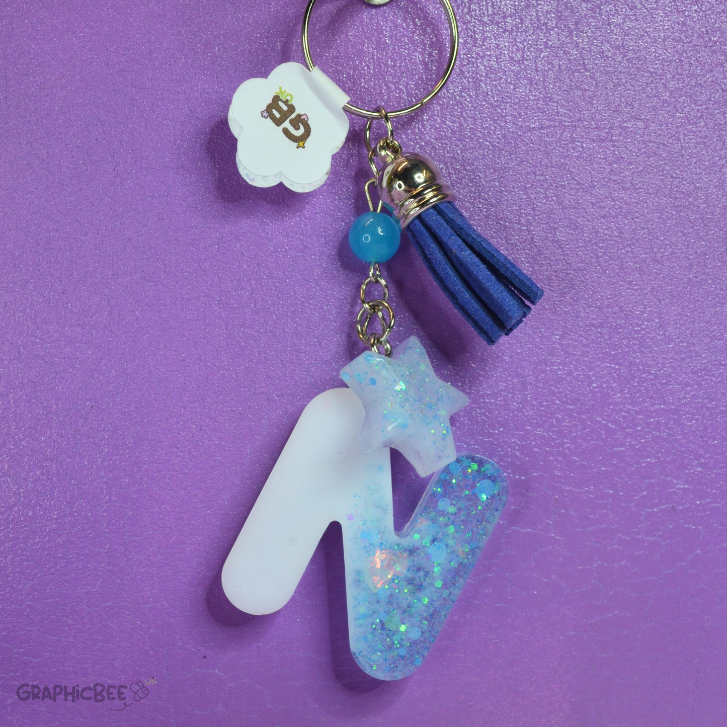 N - Letter Resin Keyring - Various Styles Available