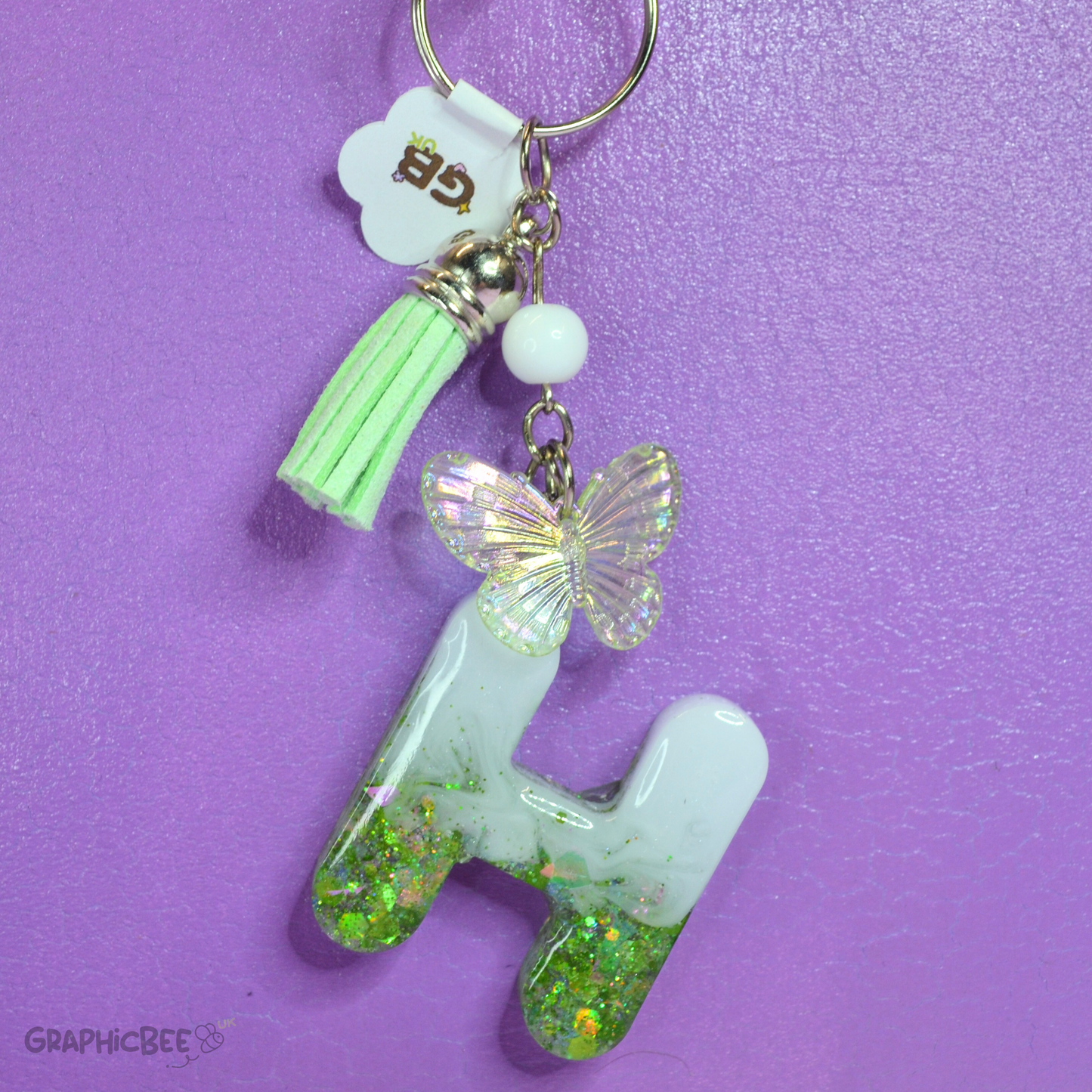 H - Letter Resin Keyring - Various Styles Available