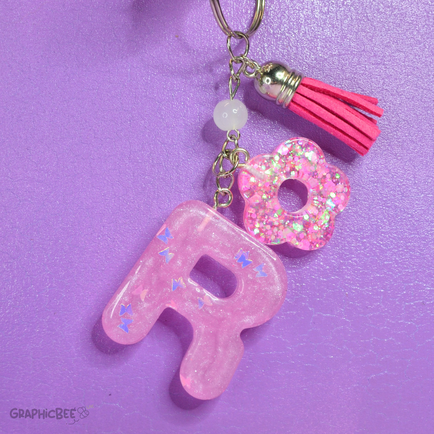 R - Letter Resin Keyring - Various Styles Available
