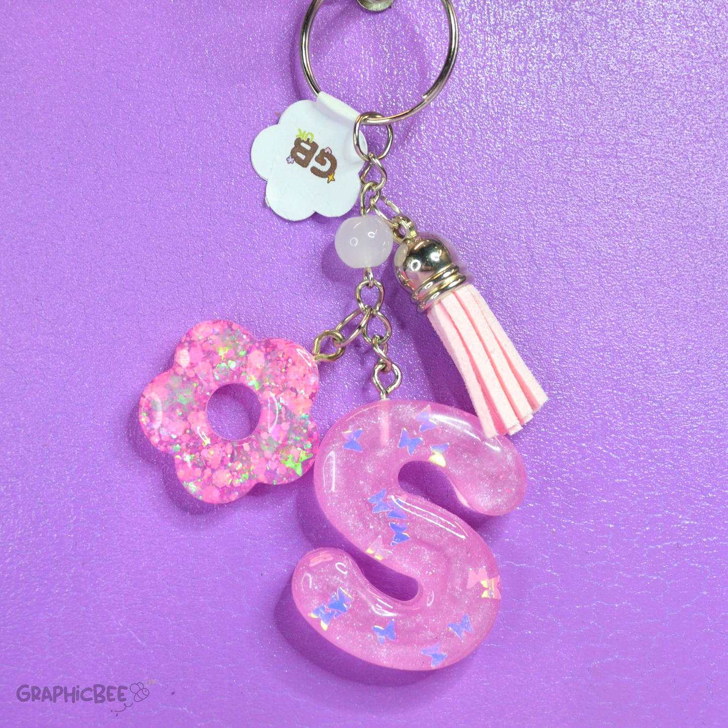 S - Letter Resin Keyring - Various Styles Available