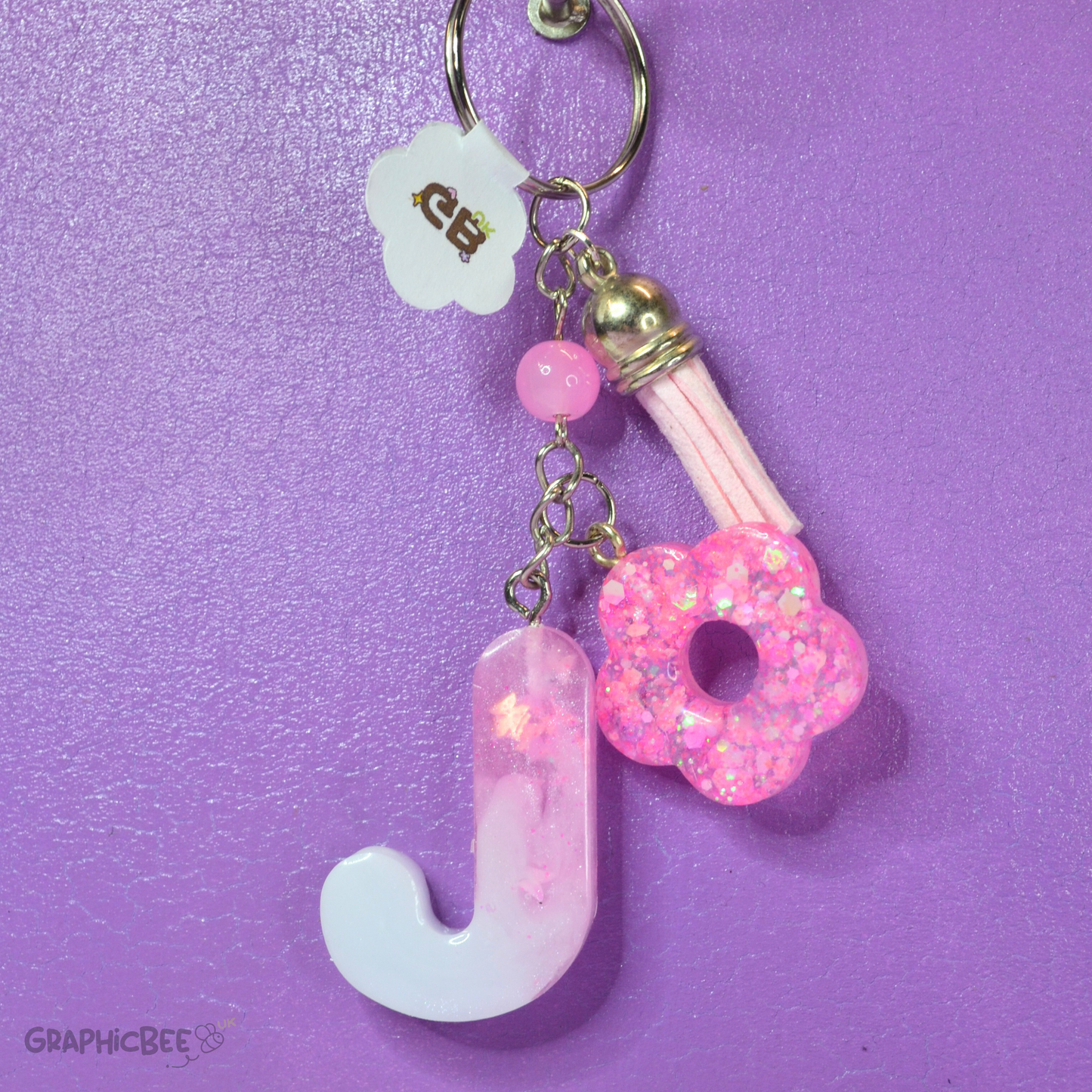 J - Letter Resin Keyring - Various Styles Available