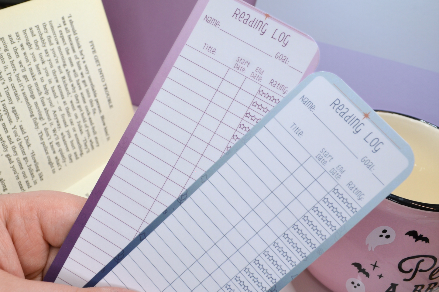 A reader - with library card side Bookmark