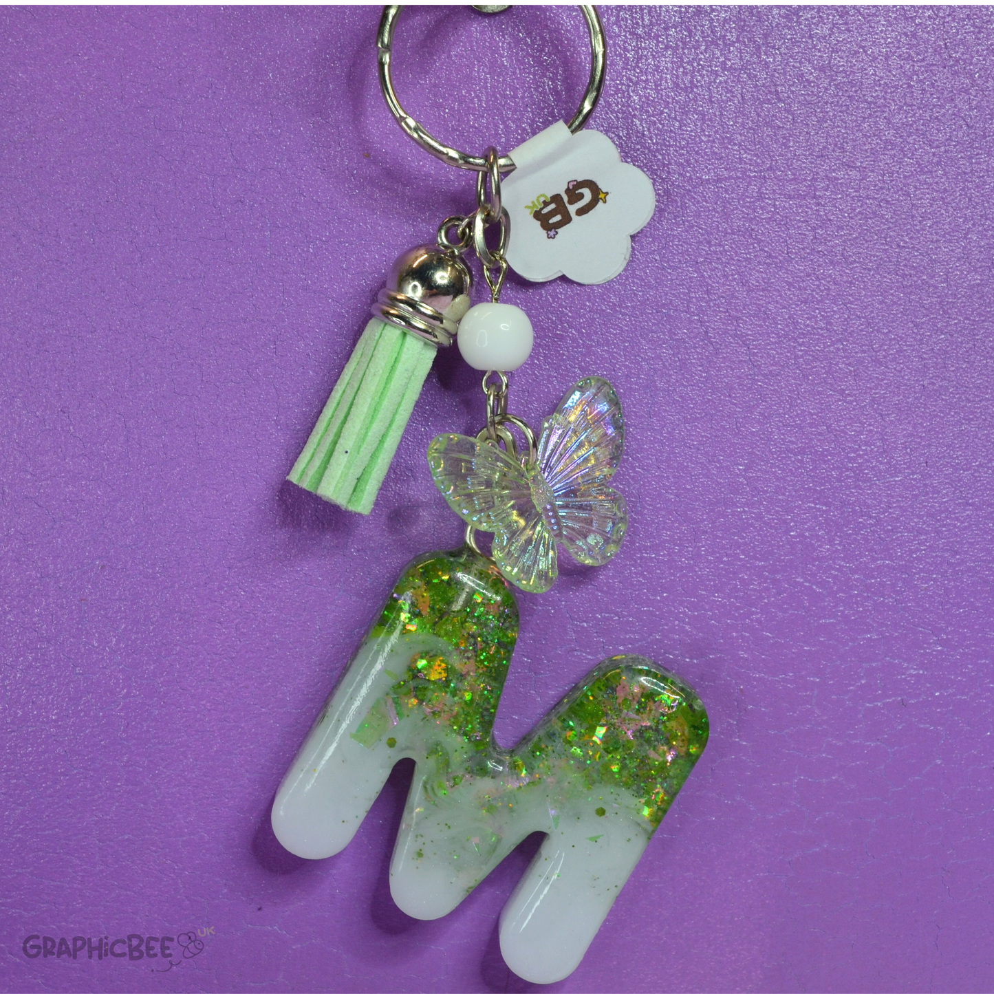M - Letter Resin Keyring - Various Styles Available