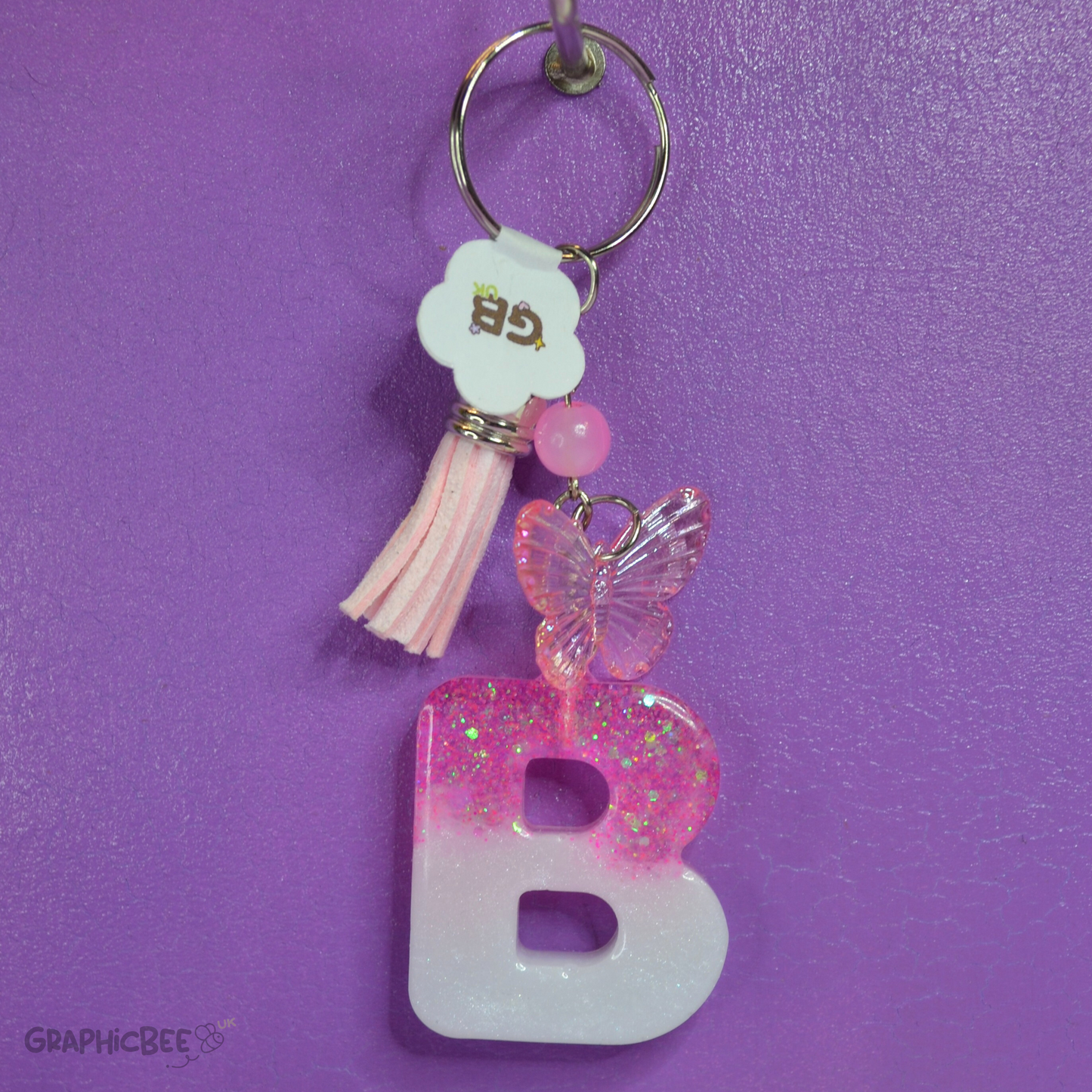 B - Letter Resin Keyring - Various Styles Available