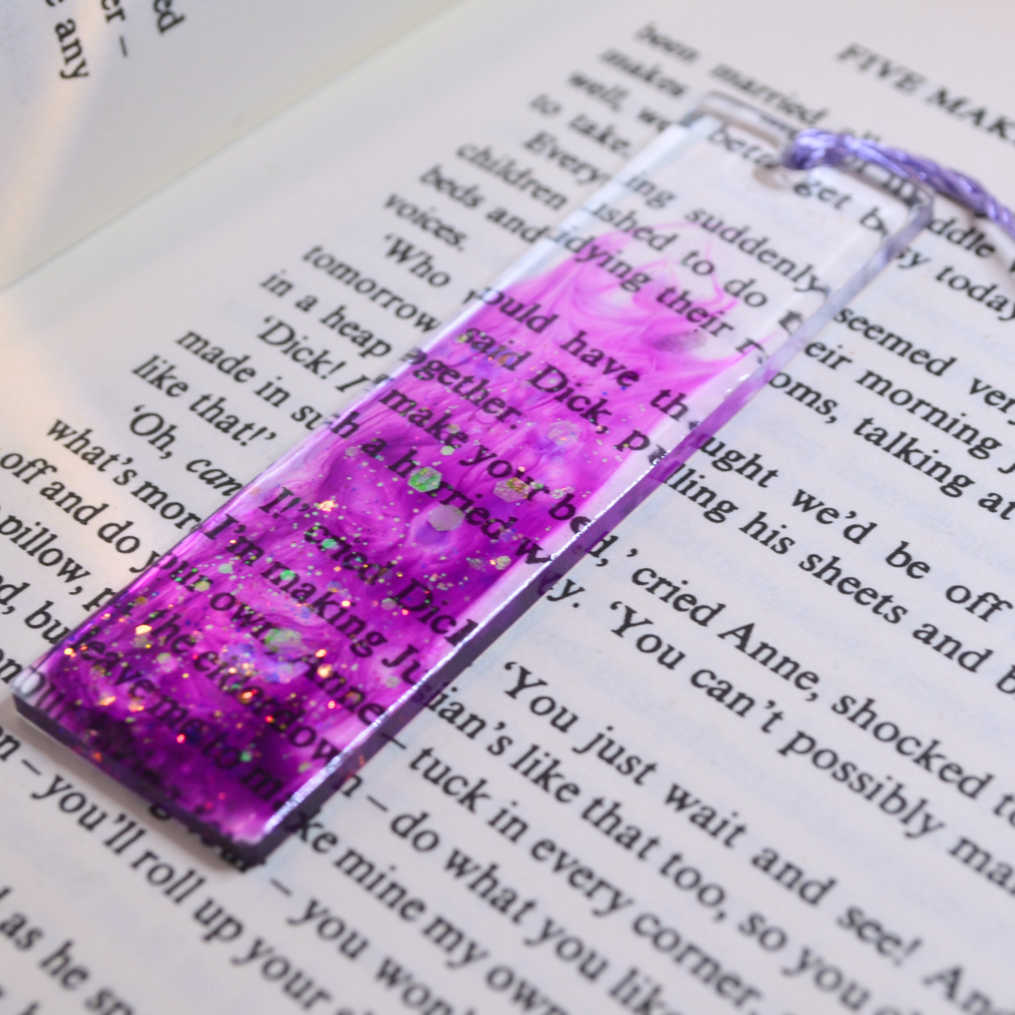 Purple Glitter Resin Bookmark