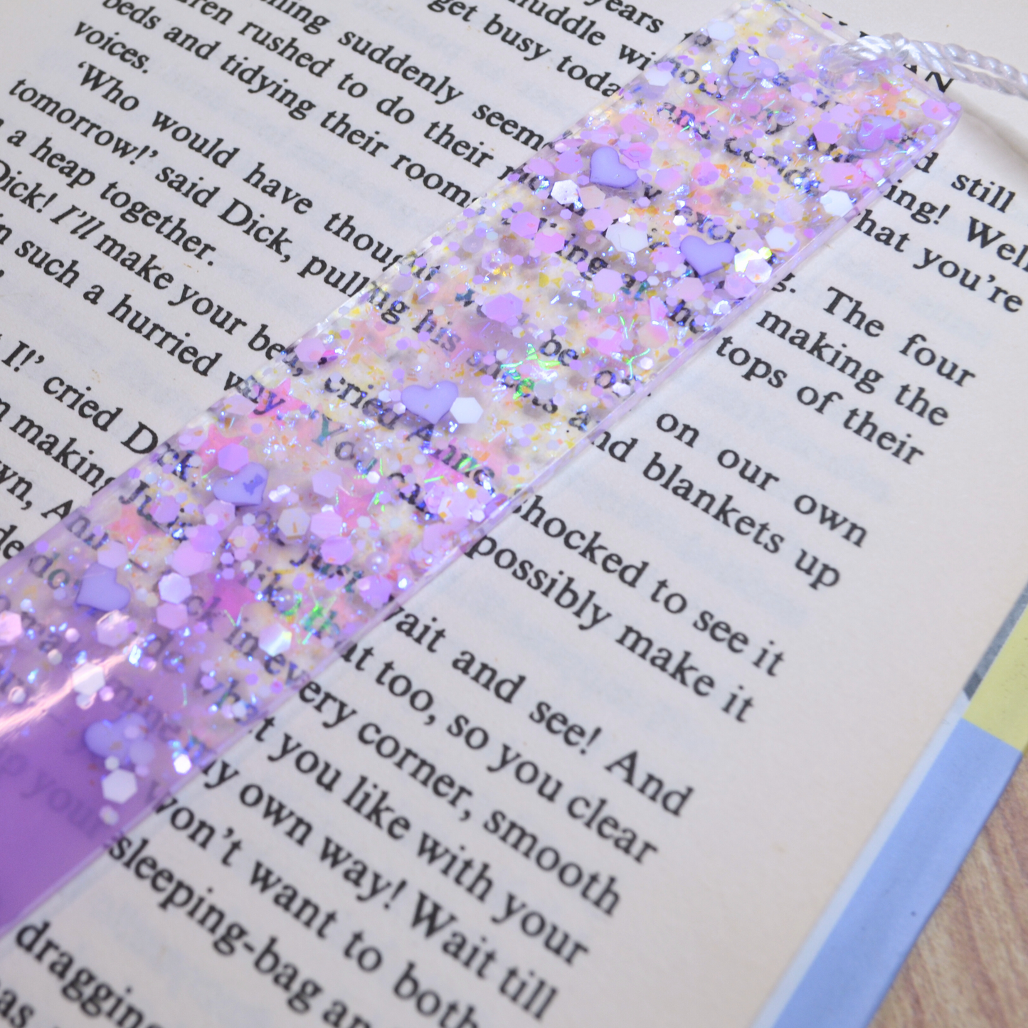 Lilac Purple Confetti Resin Bookmark