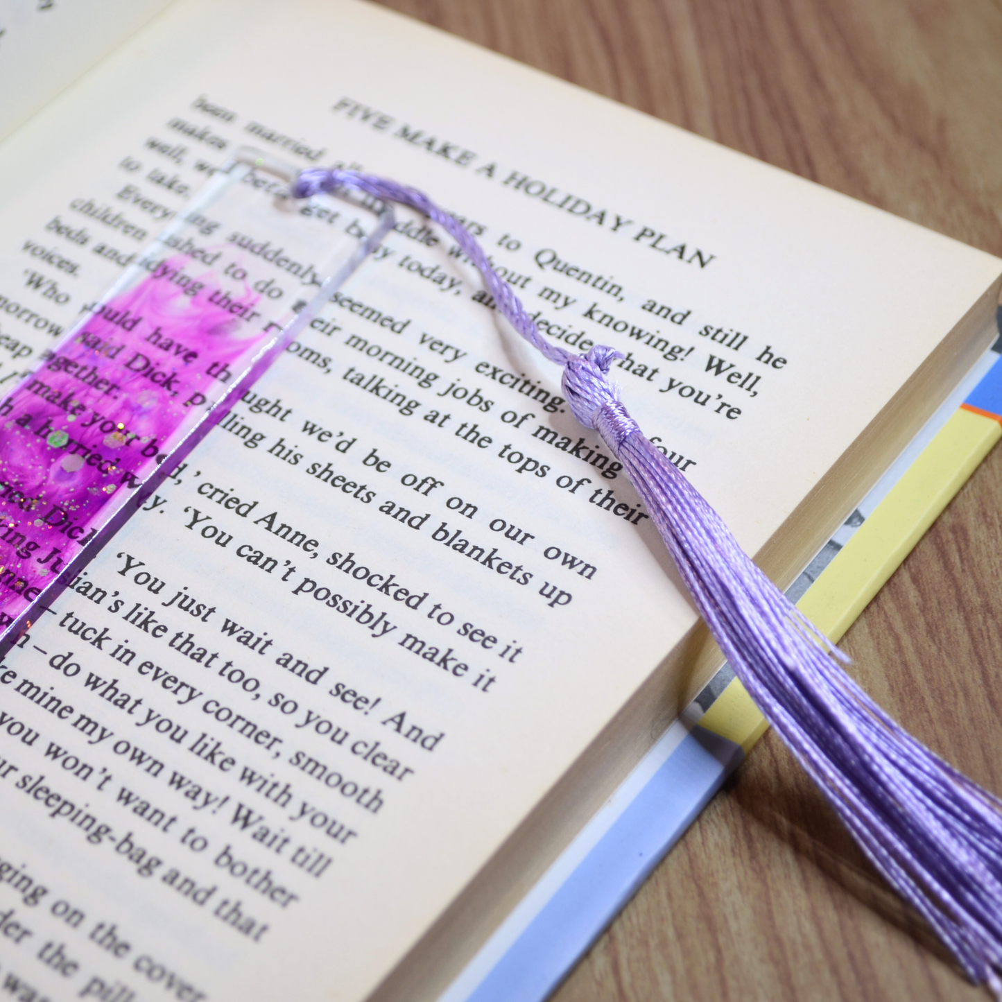 Purple Glitter Resin Bookmark