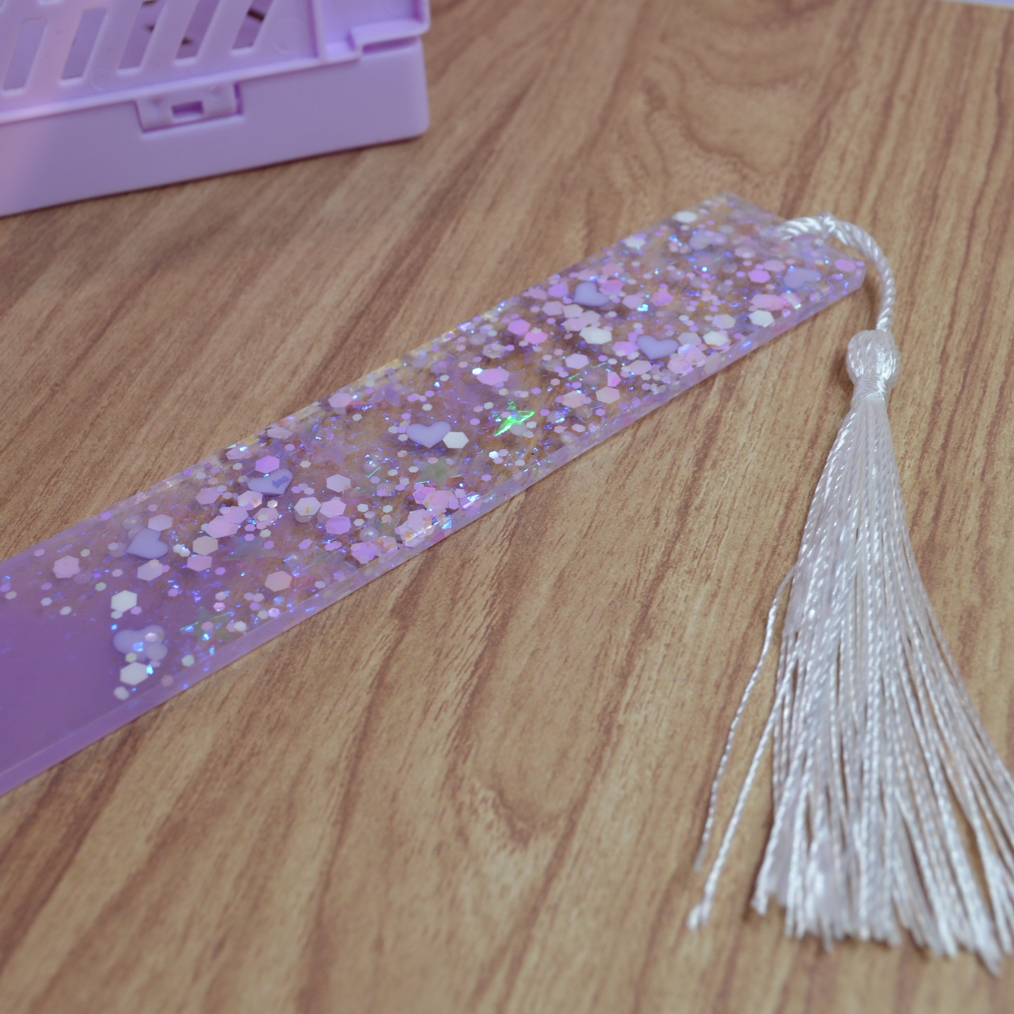 Lilac Purple Confetti Resin Bookmark