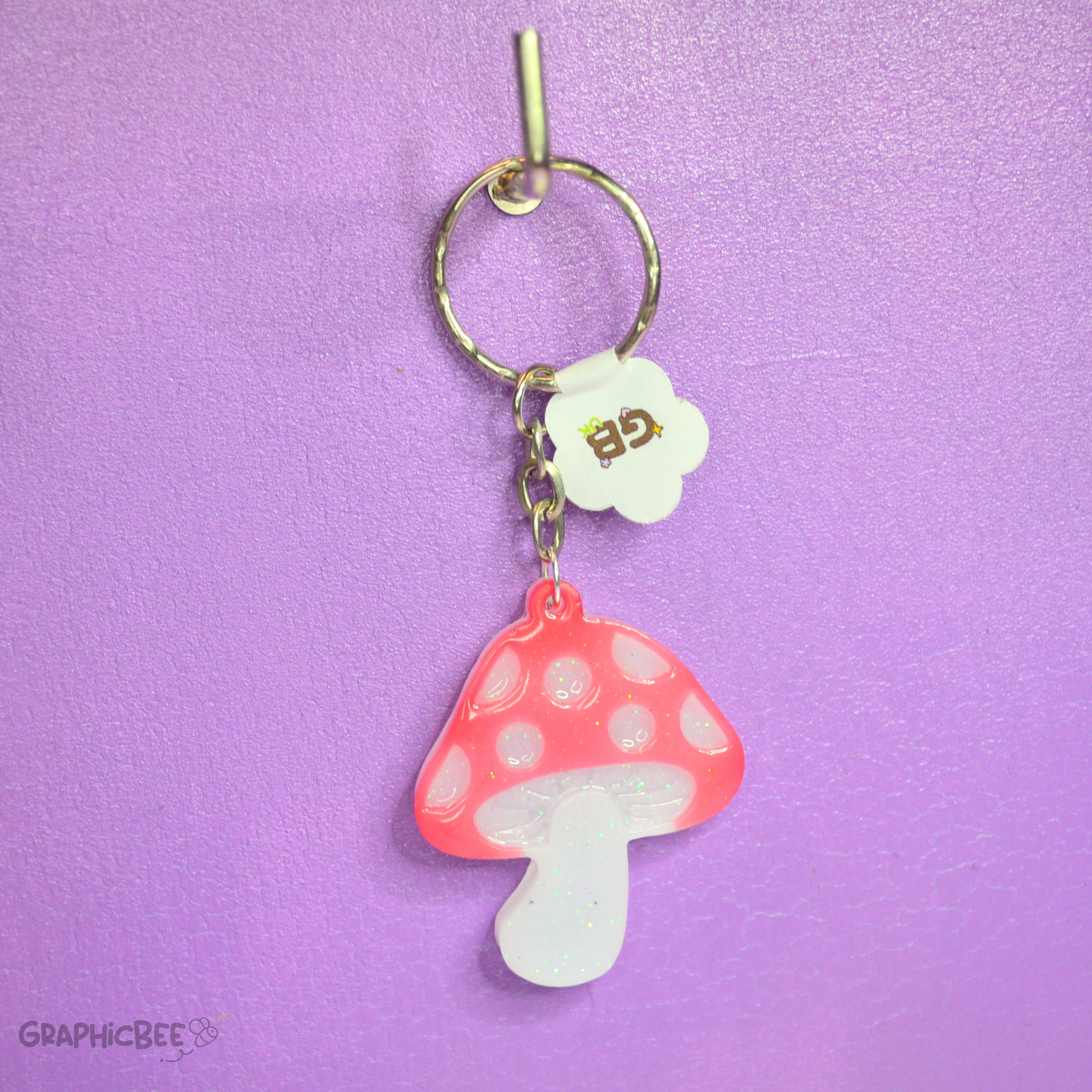 Sparkly Mushroom Resin Keyring