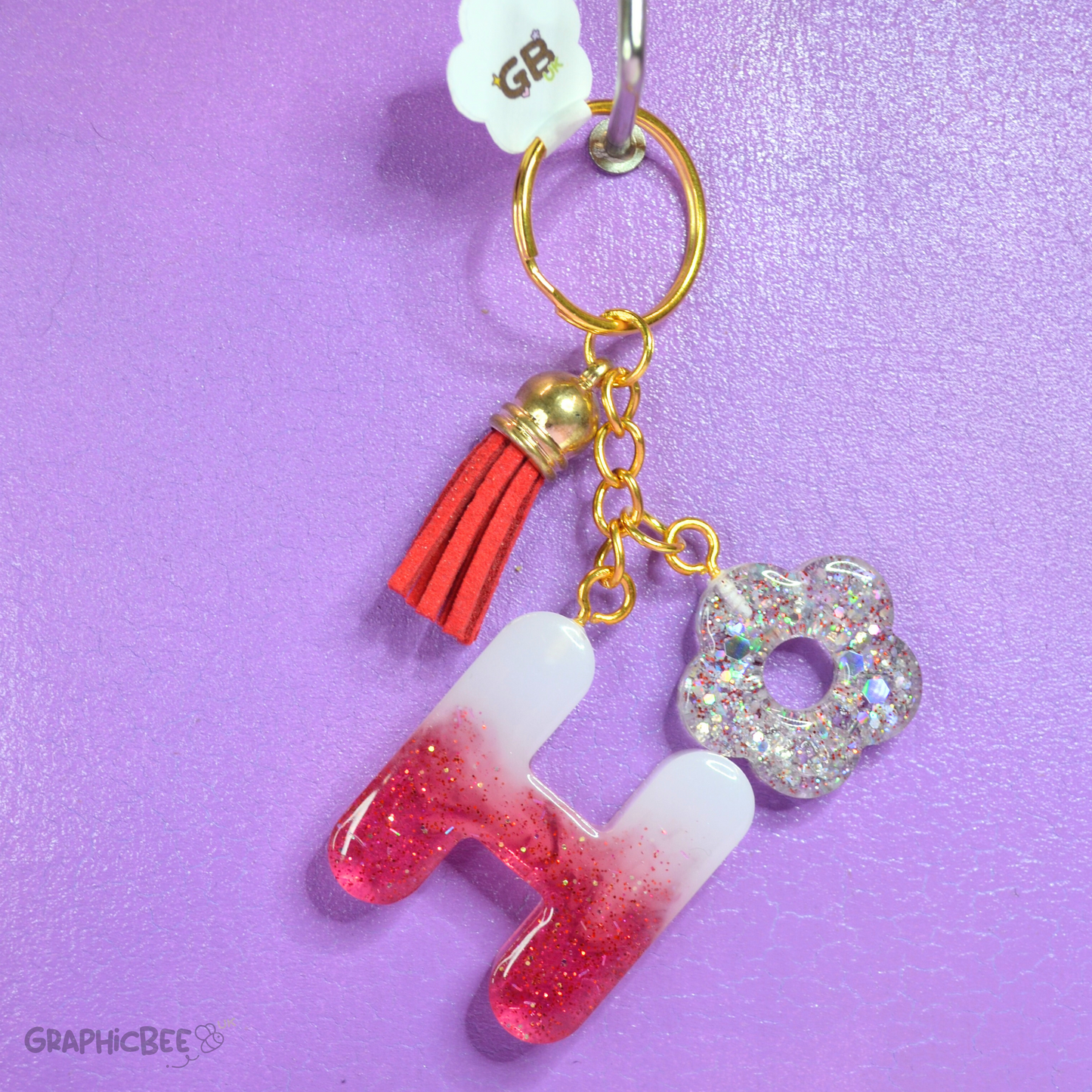 H - Letter Resin Keyring - Various Styles Available