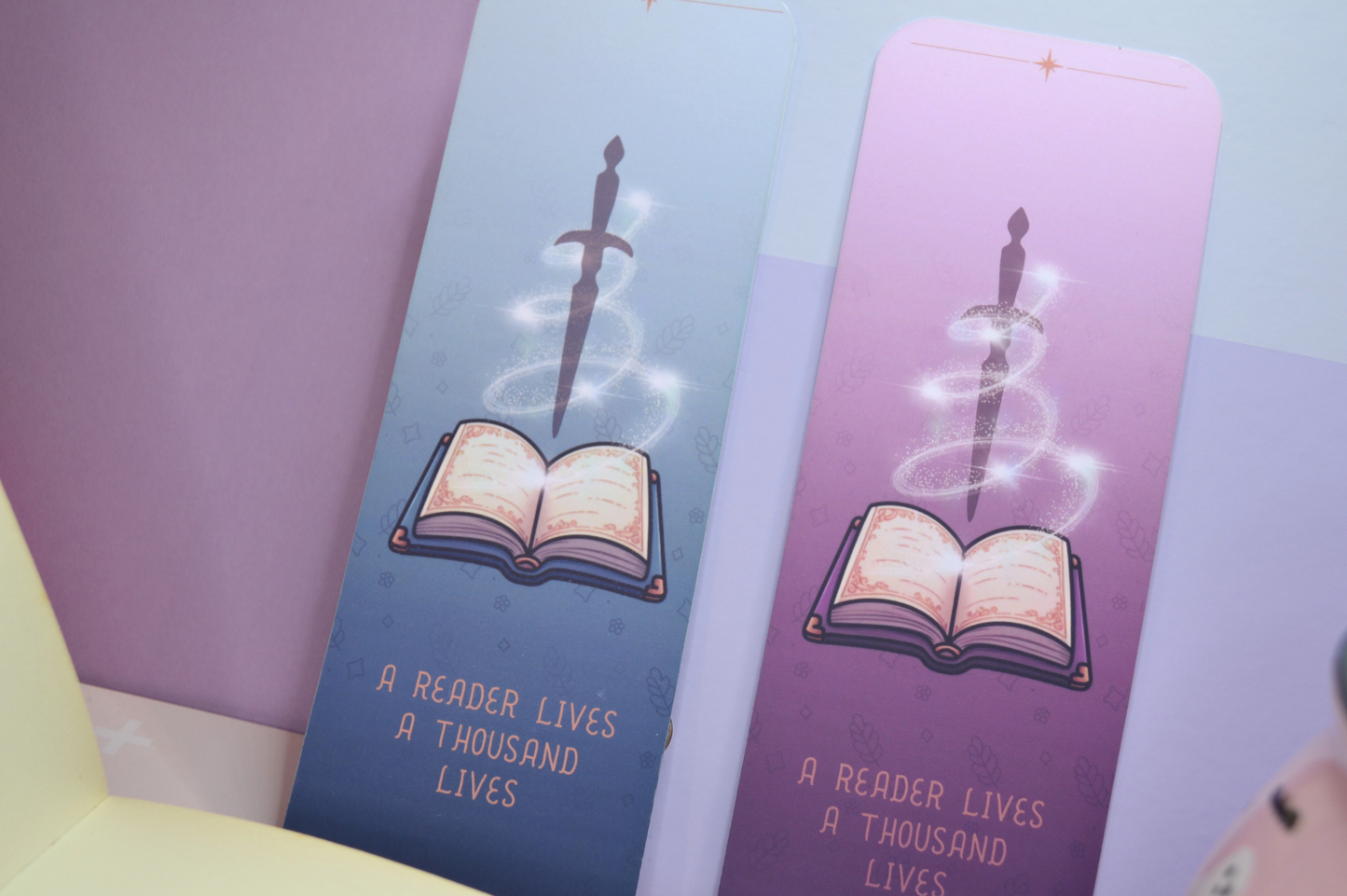 A reader - with library card side Bookmark