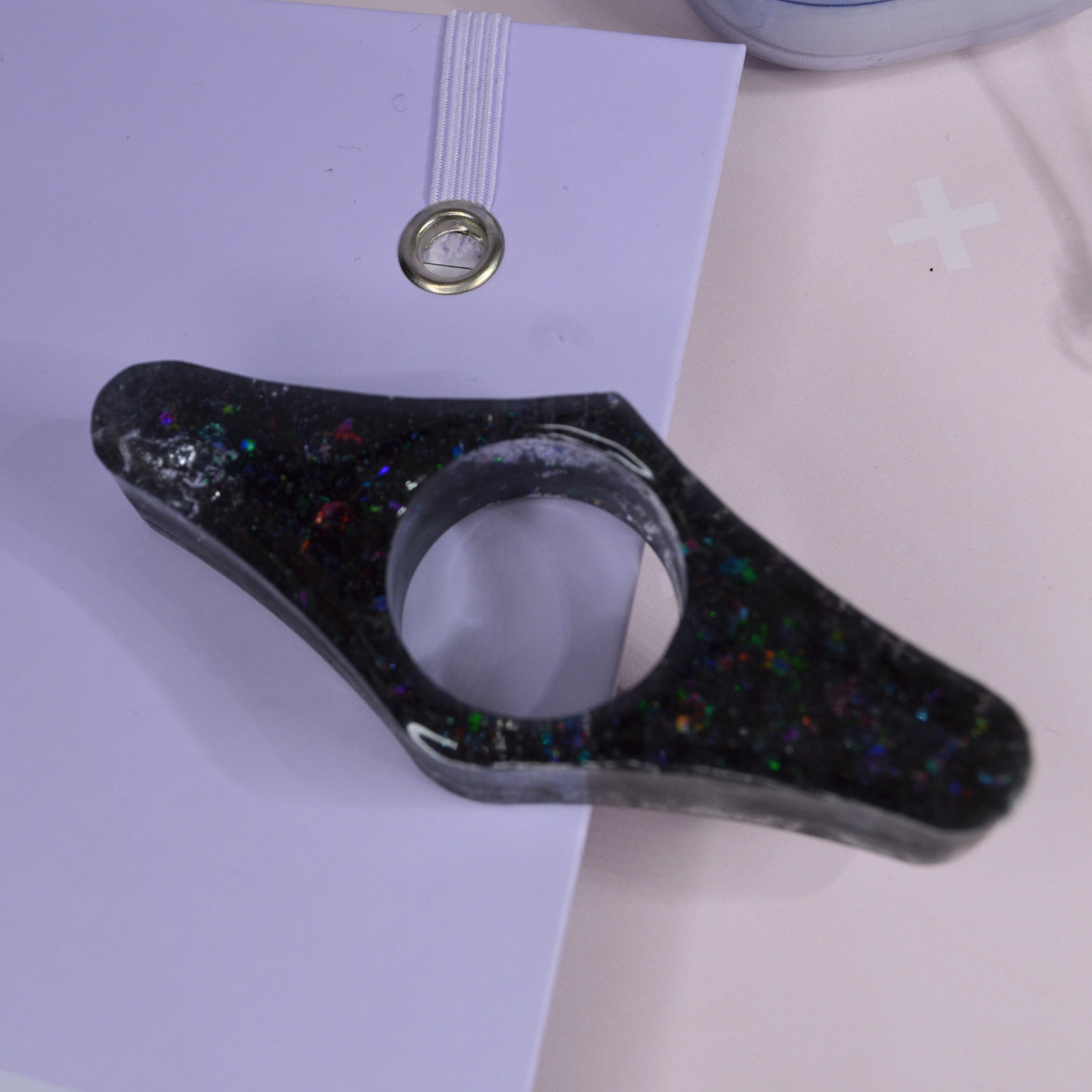 Black Holographic Glitter Resin Page Holder