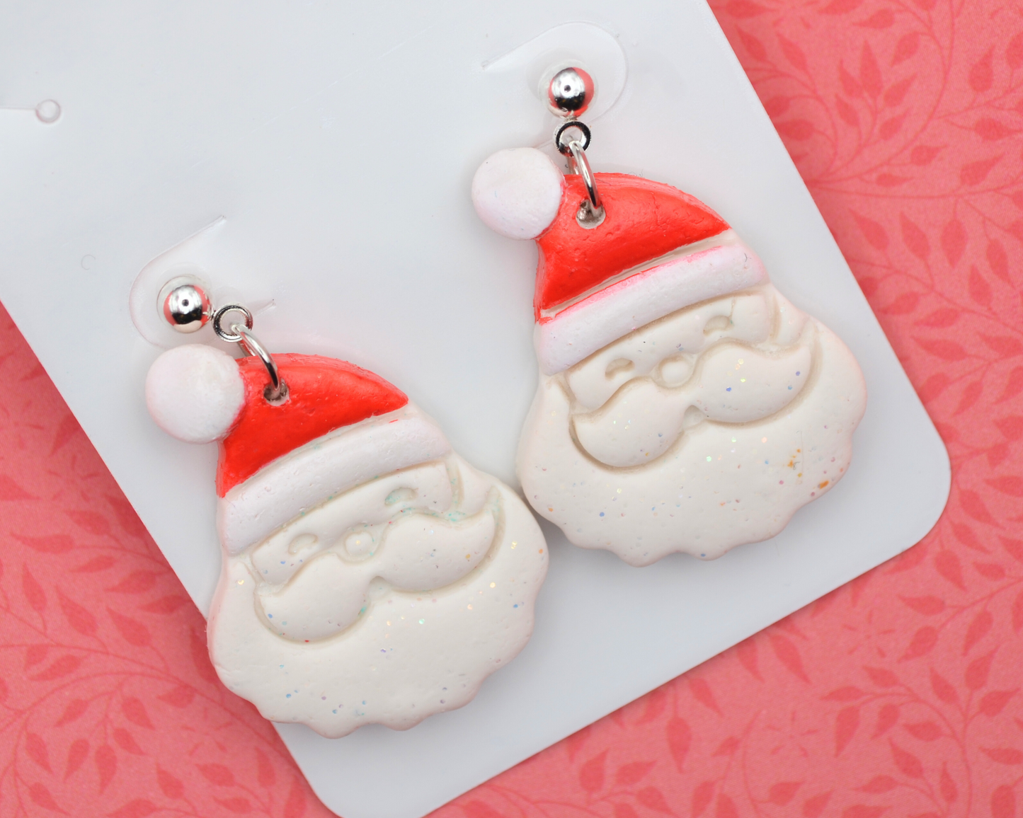 Jolly Santa Dangle Clay Earrings