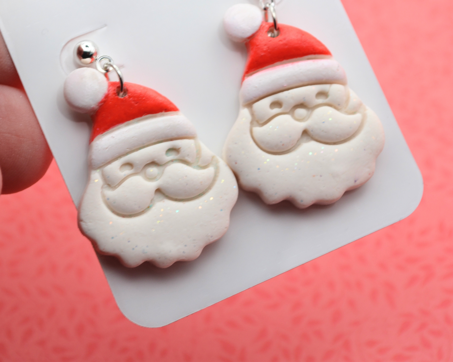 Jolly Santa Dangle Clay Earrings