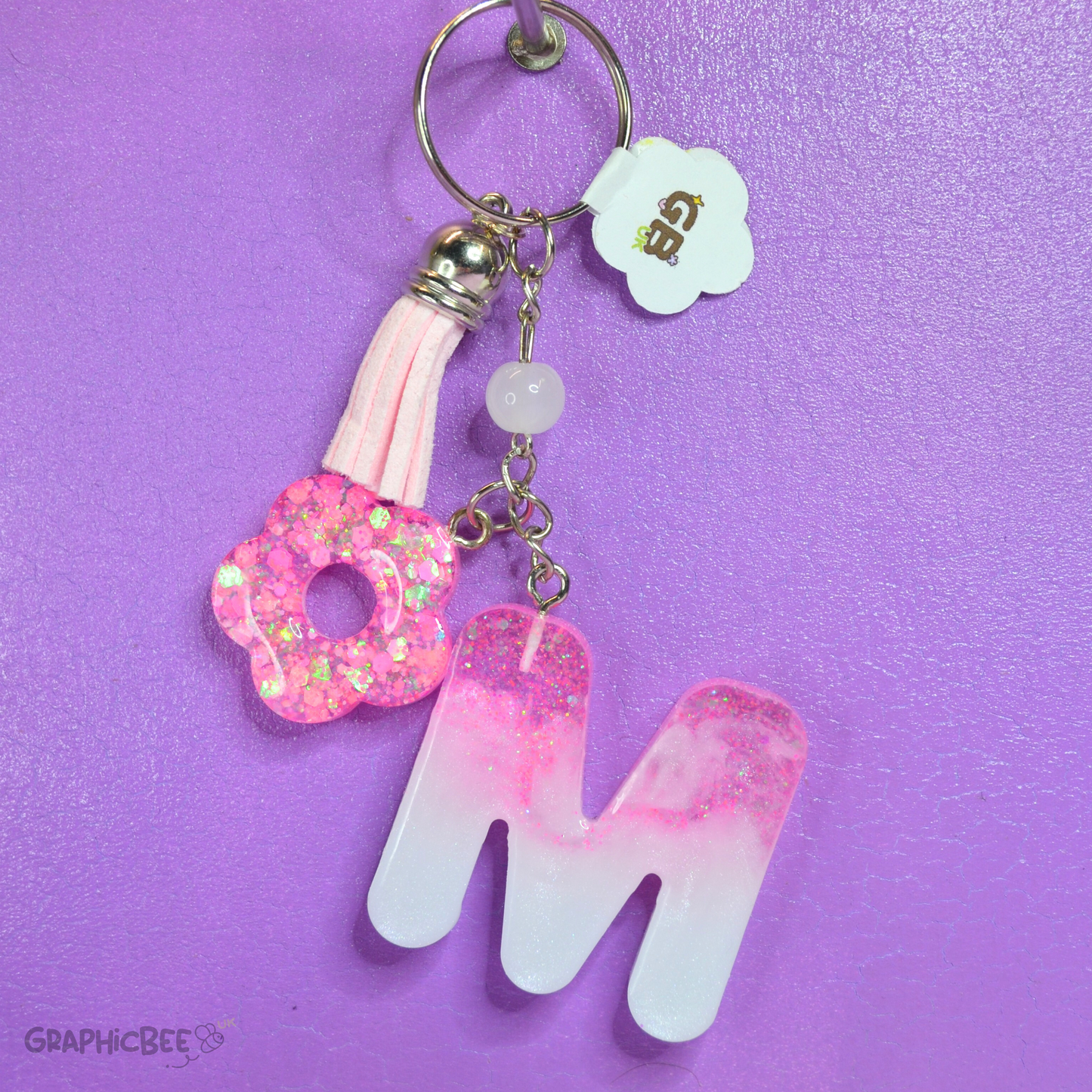 M - Letter Resin Keyring - Various Styles Available