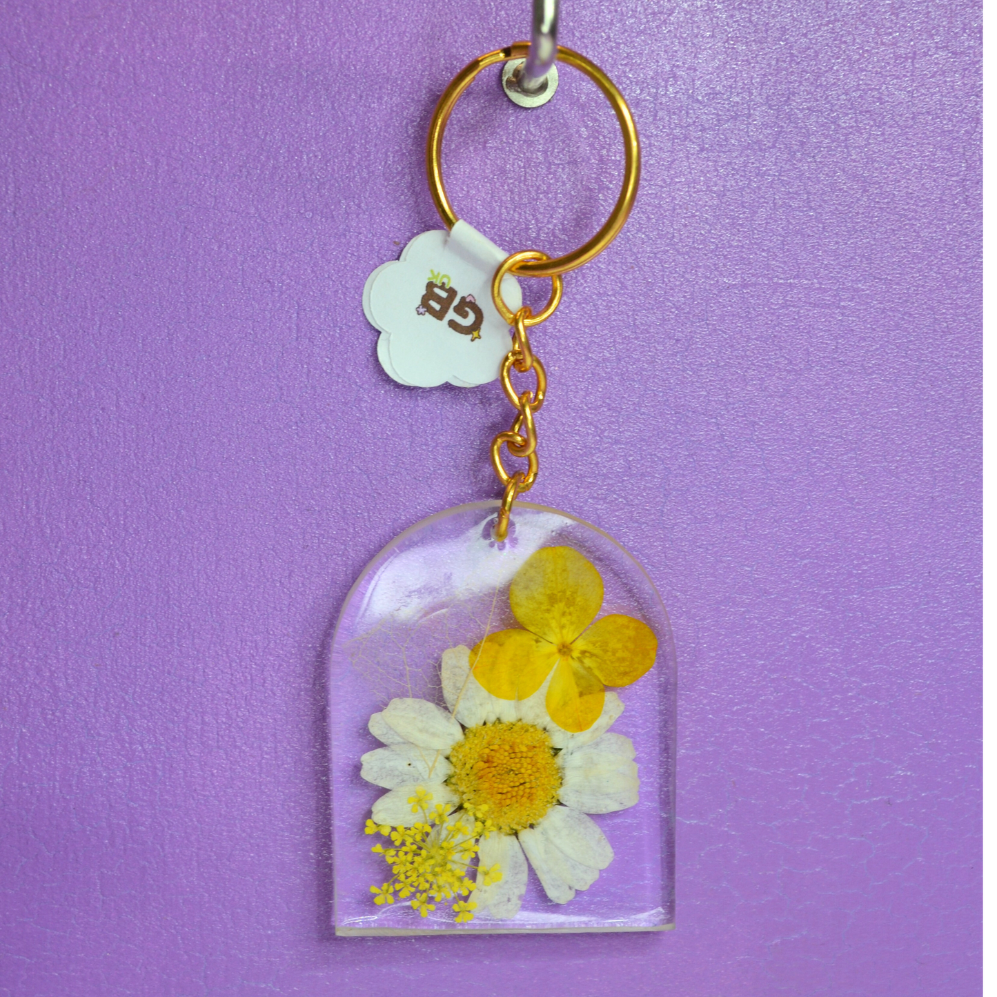 Flower Embedded Arch Resin Keyring - Various Colours Available