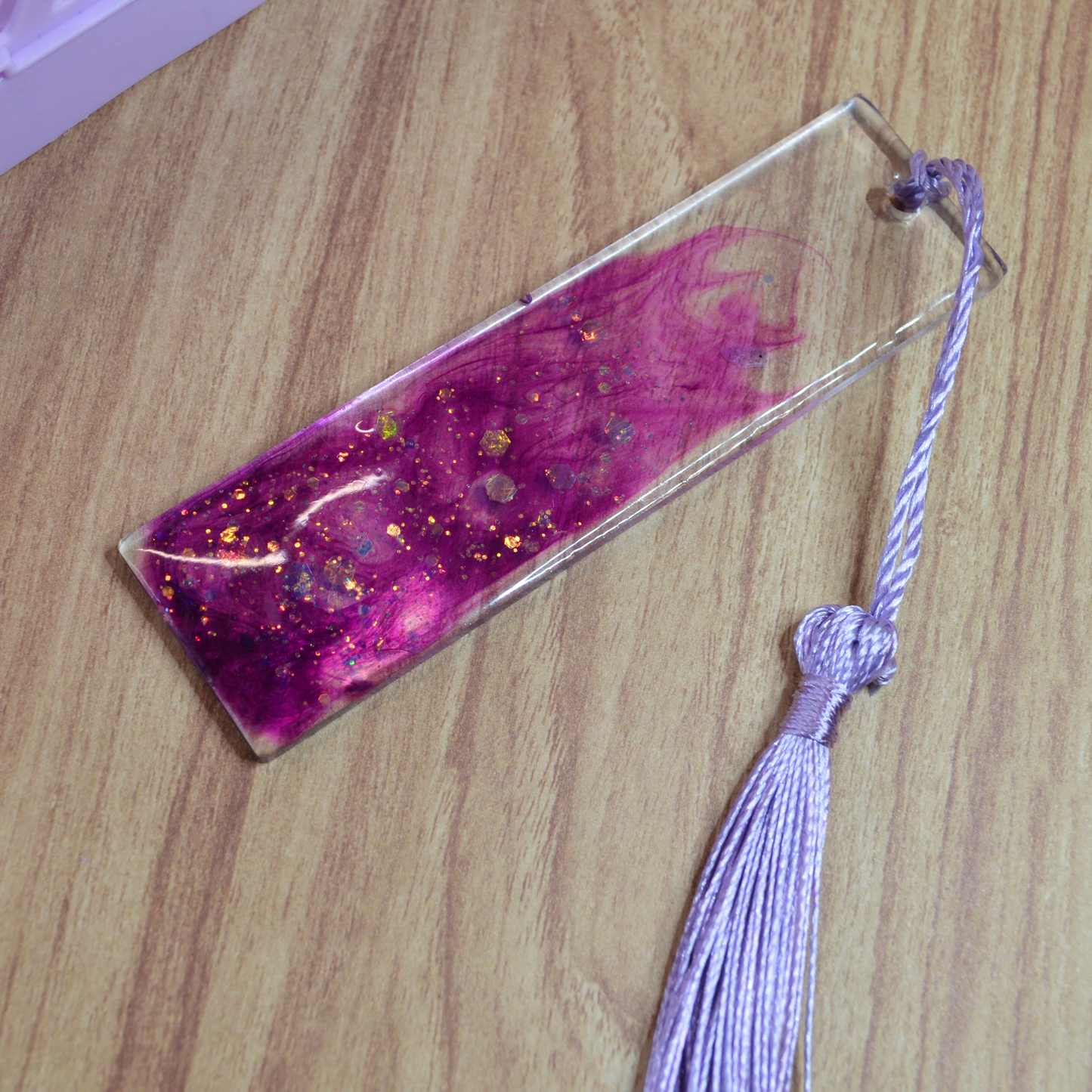 Purple Glitter Resin Bookmark