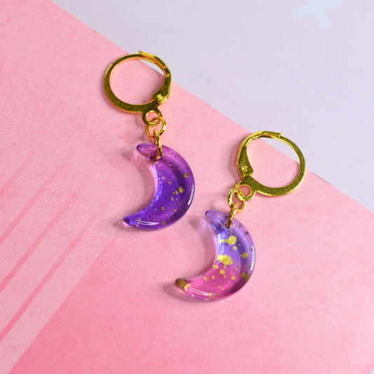 Celestial Crescent Moon Earrings  - Available in many colors